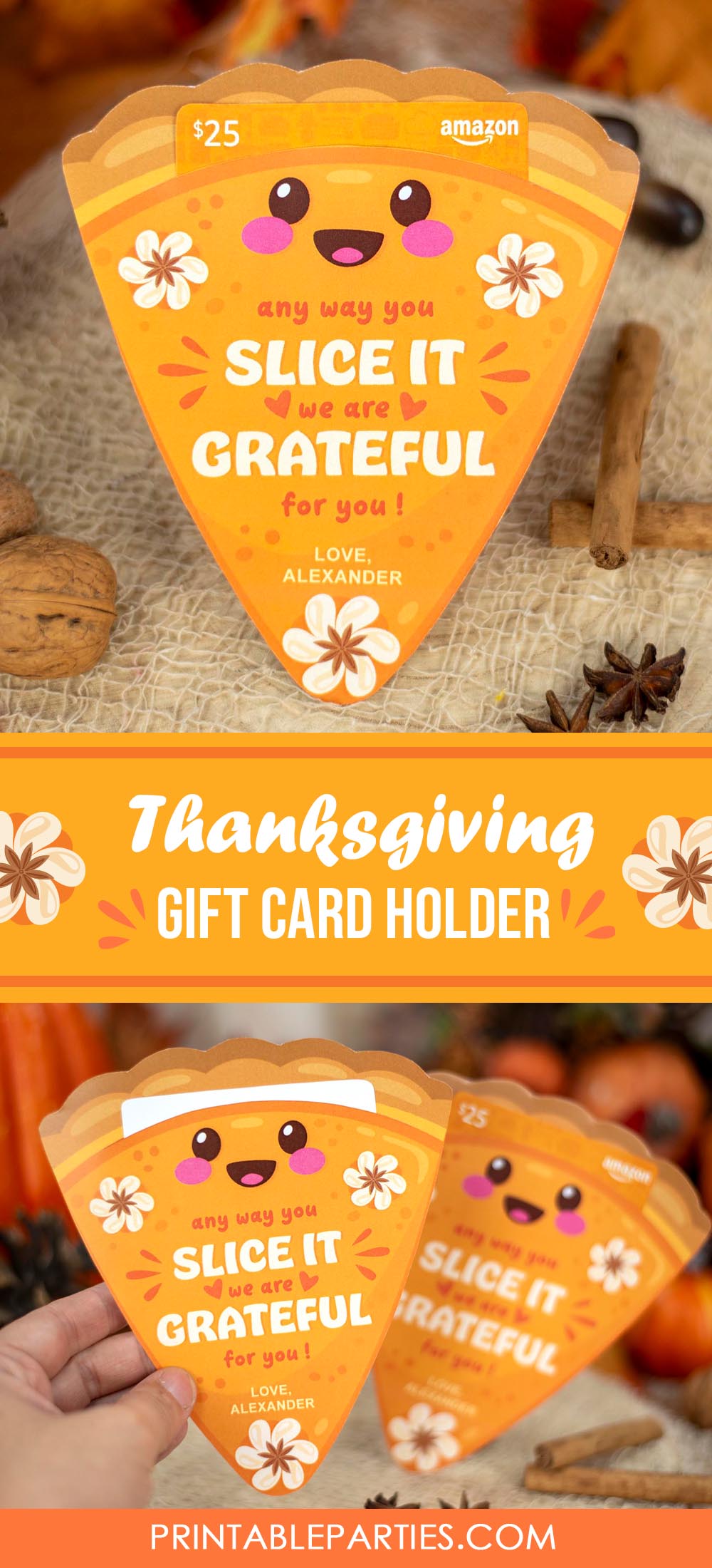 cute pumpkin pie gift card holder for thanksgiving